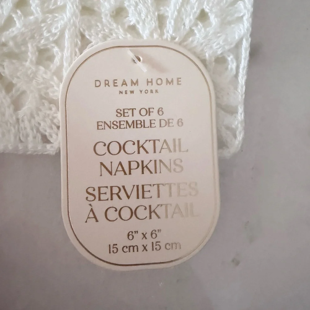 White Crochet Cocktail Napkins set of 6
